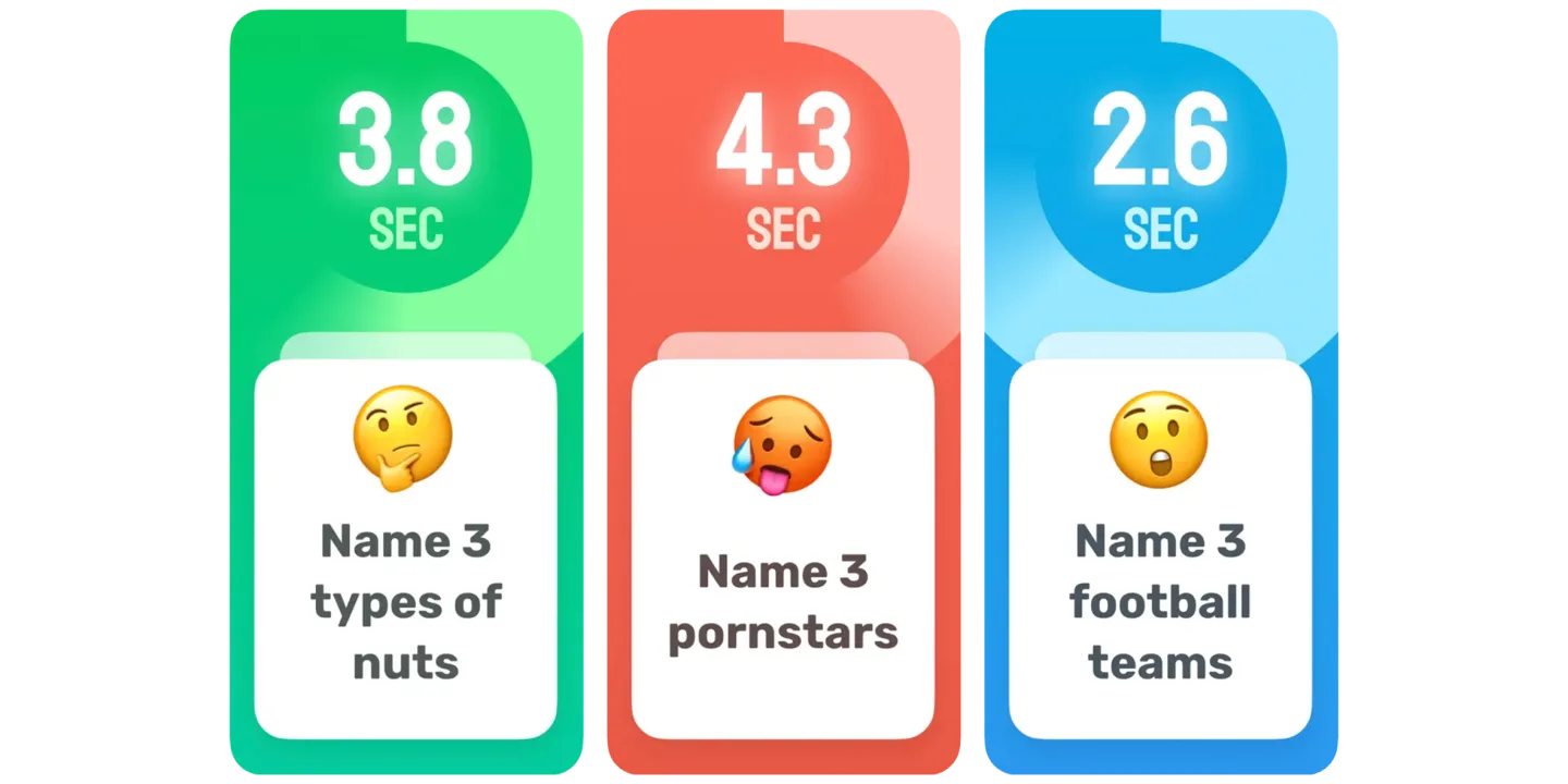 5 sec to name 3 things game (iOS) app listing screenshot