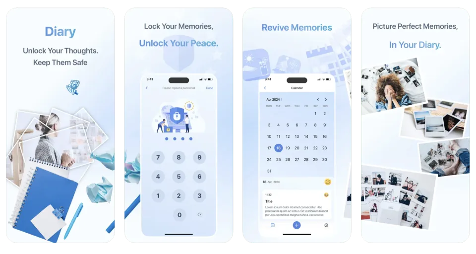 Private Diary & Journal App: a personal password-protected diary (iOS) app listing thumbnail