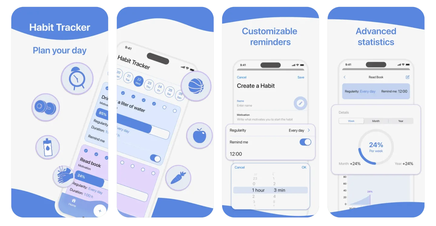 Habit Tracker & Daily Planner: a habit tracker and planner (iOS) app listing screenshot