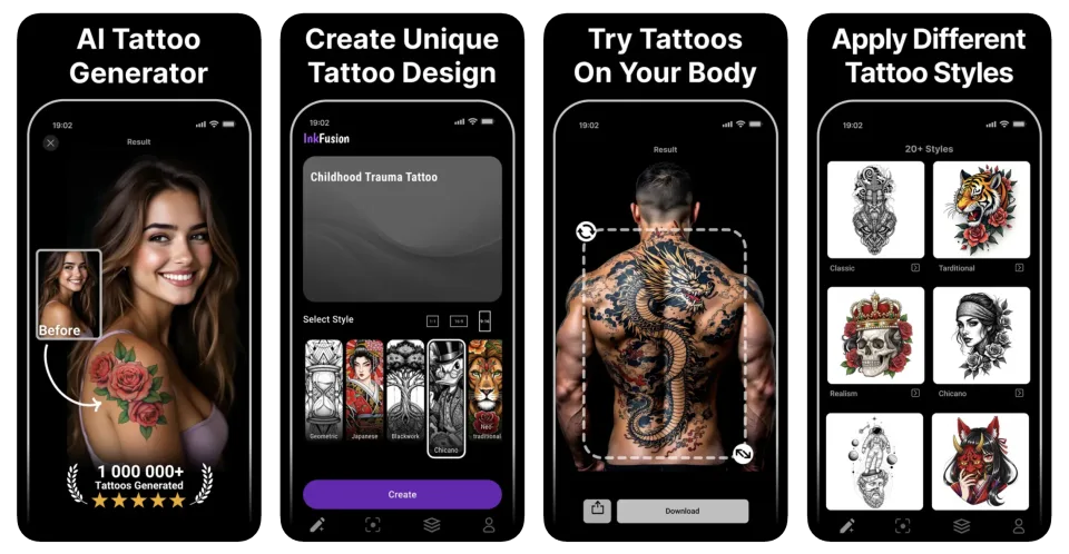 InkFusion: AI Tattoo Generator (iOS, Android) app listing thumbnail