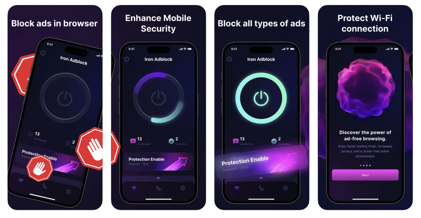 Iron Blocker: Browser AdBlock (iOS) app listing screenshot