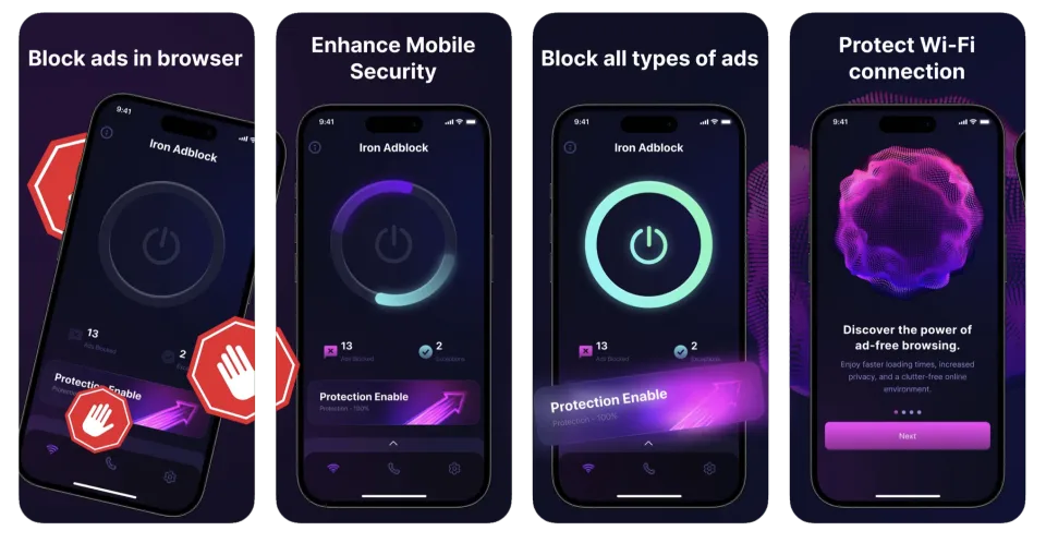 Iron Blocker: Browser AdBlock (iOS) app listing thumbnail