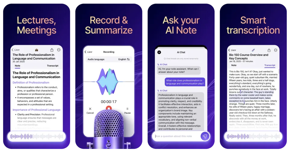 AI Note Taker - Lisnr (iOS) app listing thumbnail