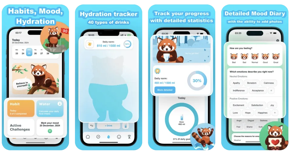 Habit Tracker - Red Panda: gamified habit tracker (iOS) app listing thumbnail