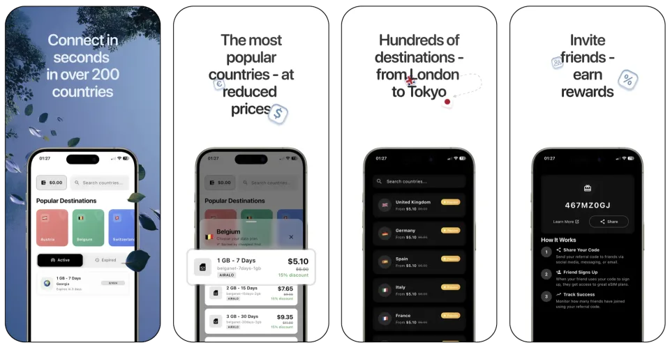 RoamJet: Travel Sim Card (iOS, Android) app listing thumbnail