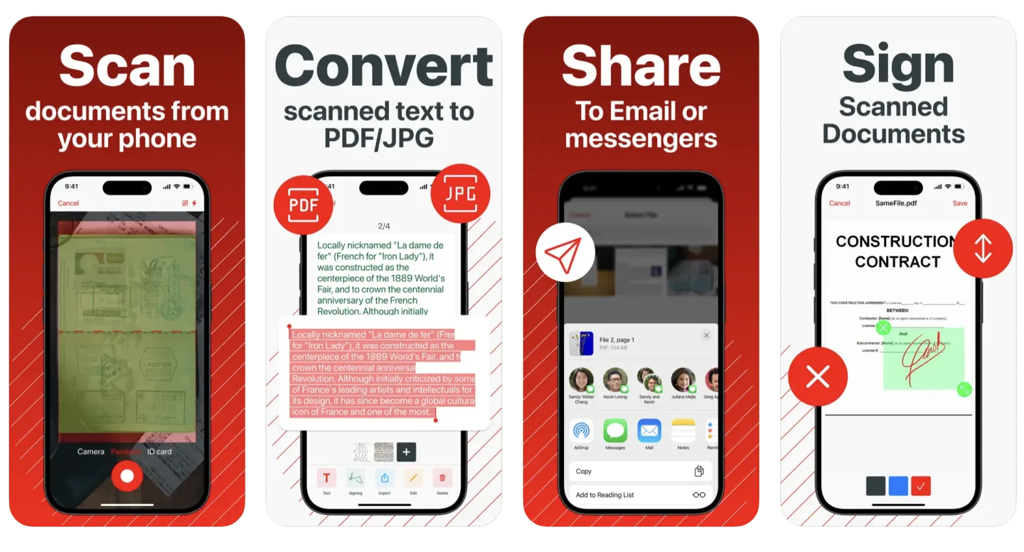 Scanner Document PDF Converter: a document scanner with OCR (iOS) app listing screenshot