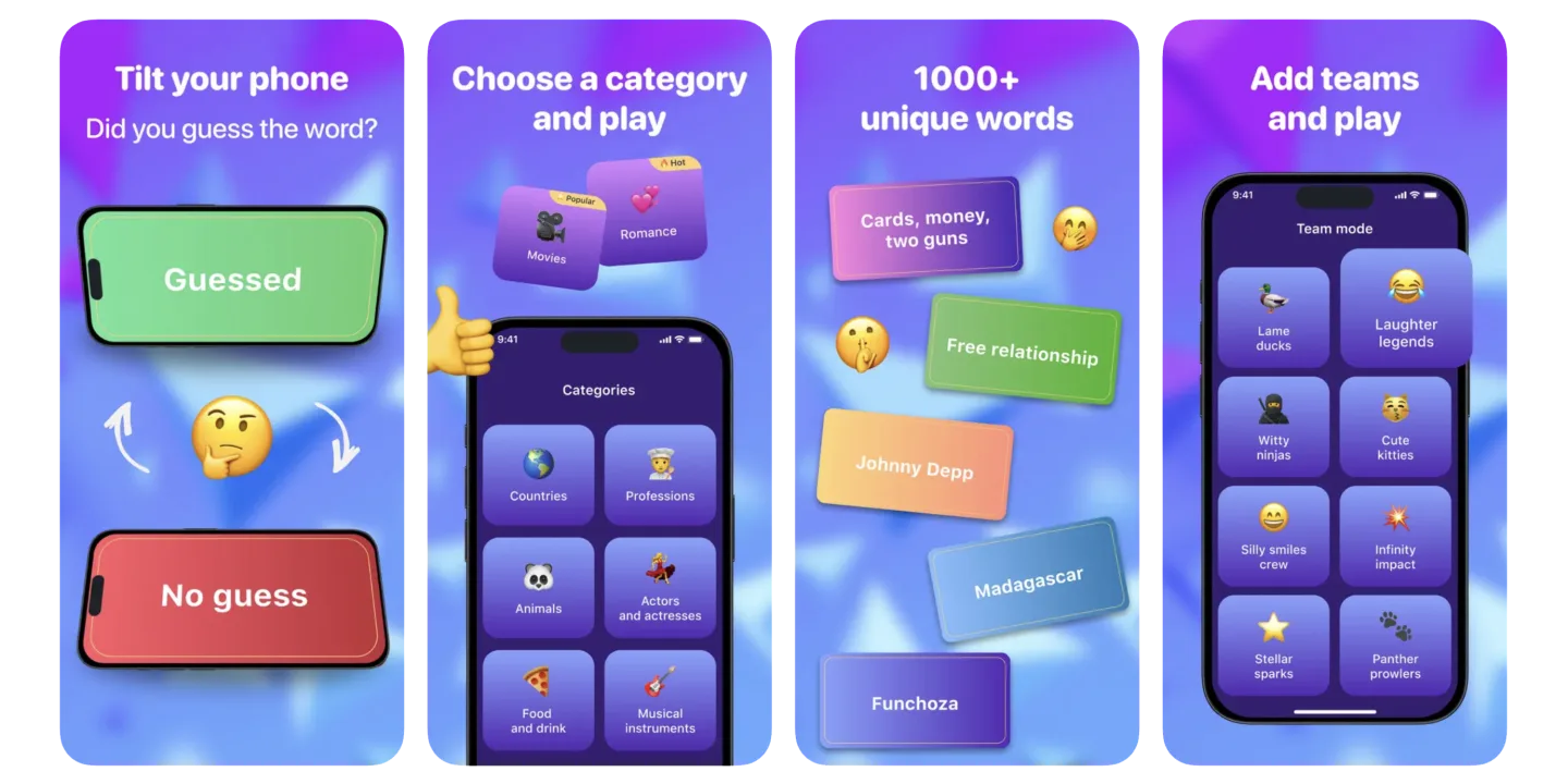 Heads up charades party guess (iOS) app listing screenshot
