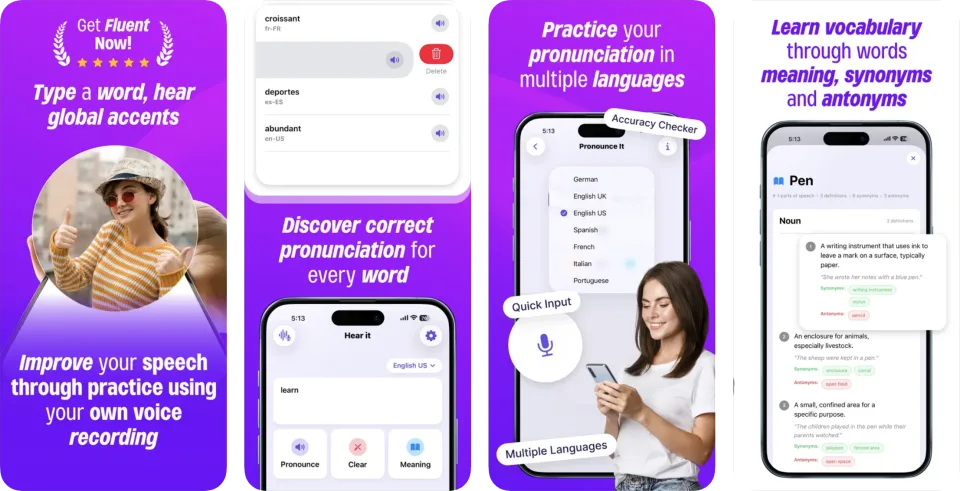 Pronounce words: Hear it. (iOS) app listing thumbnail