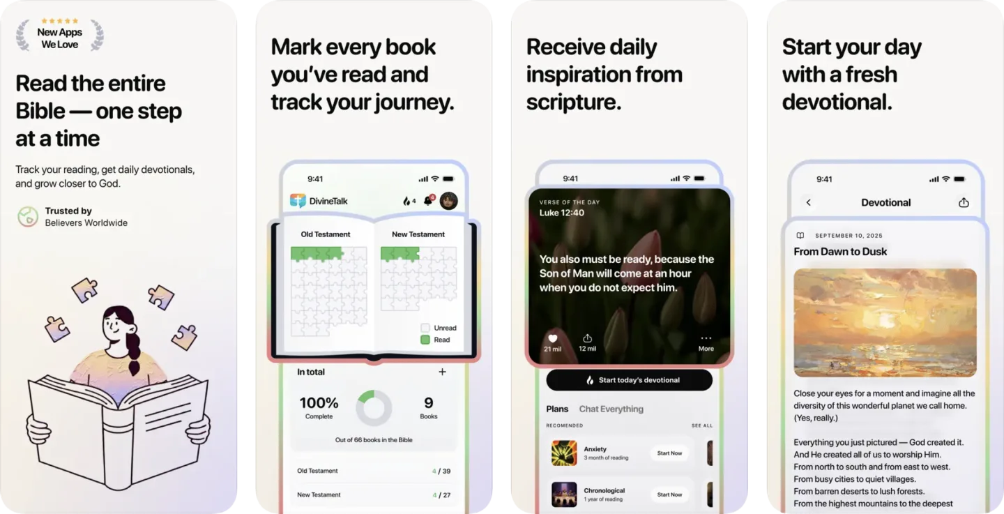 DivineTalk - Bible Tracker (iOS, Android) app listing screenshot