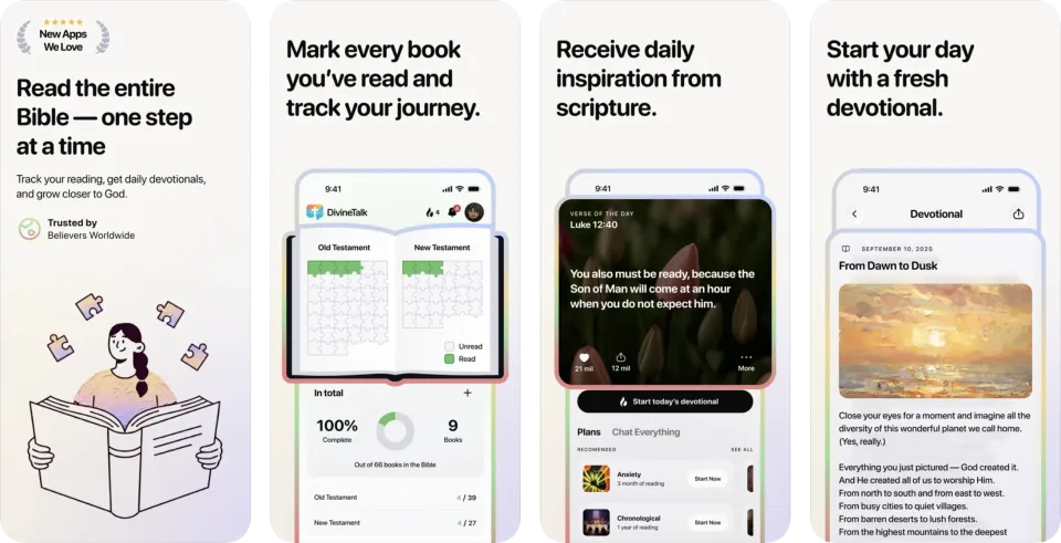 DivineTalk - Bible Tracker (iOS, Android) app listing thumbnail