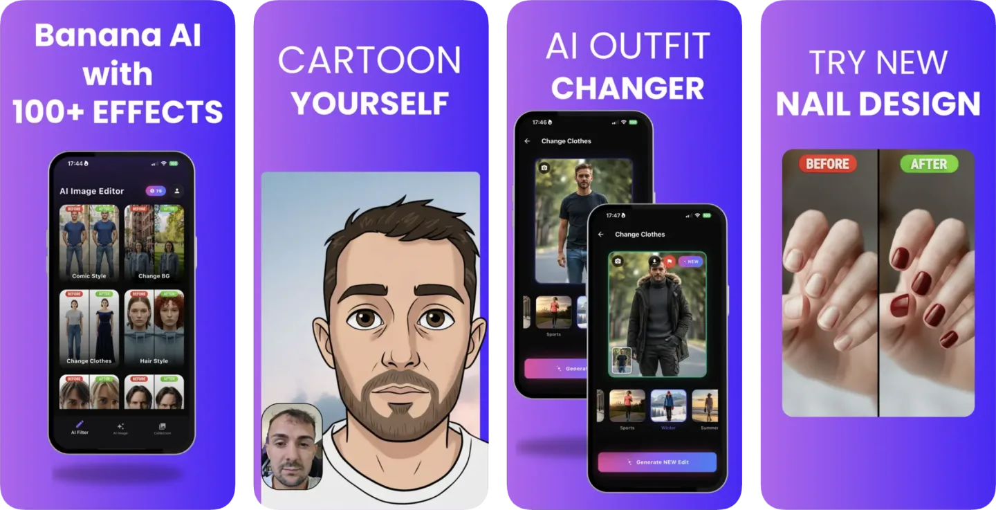 Banana AI (iOS, Android) app listing screenshot