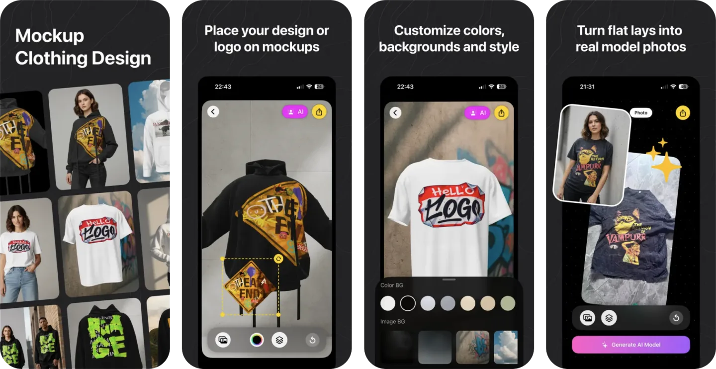 Mockup Clothing Design Tool (iOS) app listing screenshot