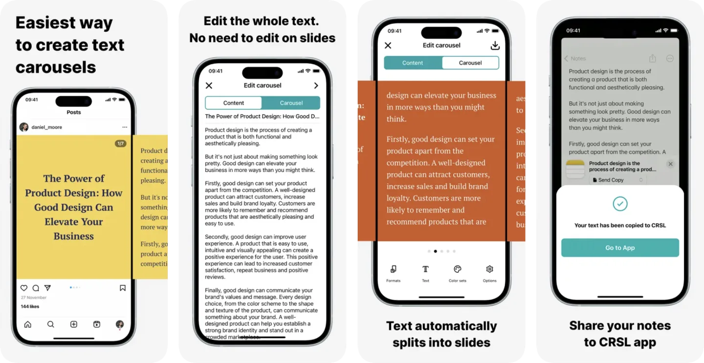 CRSL: Carousel Insta Post Maker (iOS) app listing screenshot