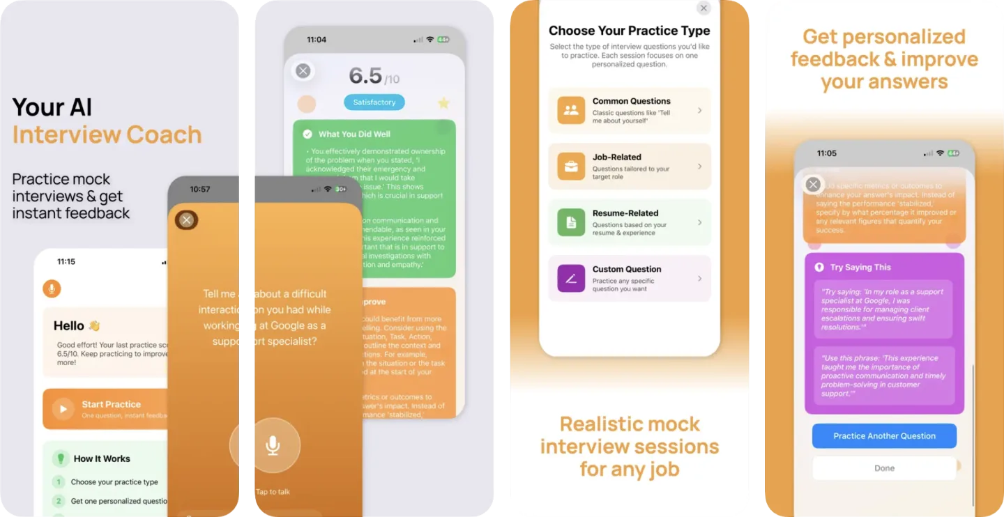 Interview Prep AI - Practice (iOS) app listing screenshot