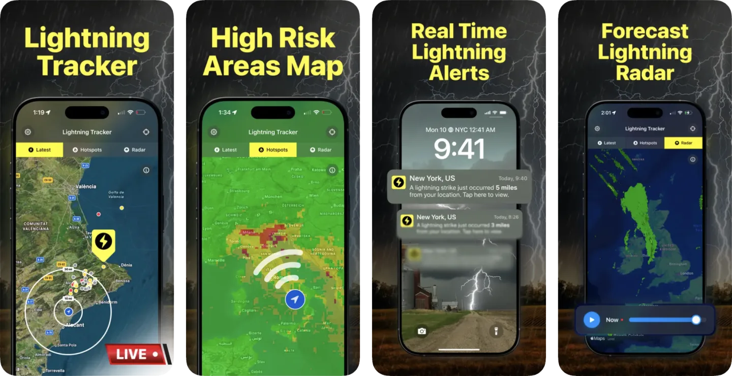 Lightning Tracker & Live Radar (iOS) app listing screenshot