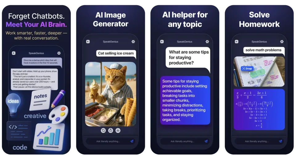 SpeakGenius AI Chat Assistant • ChatAI Bot (iOS) app listing thumbnail